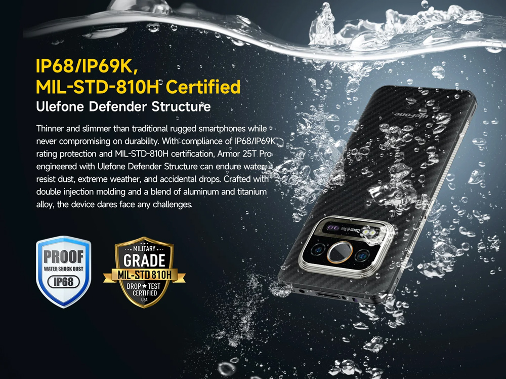 ULEFONE smartphone Armor 25T Pro, 6.78", 6/256GB, 5G, 6500mAh, IP68/IP69K, μαύρο - Image 10