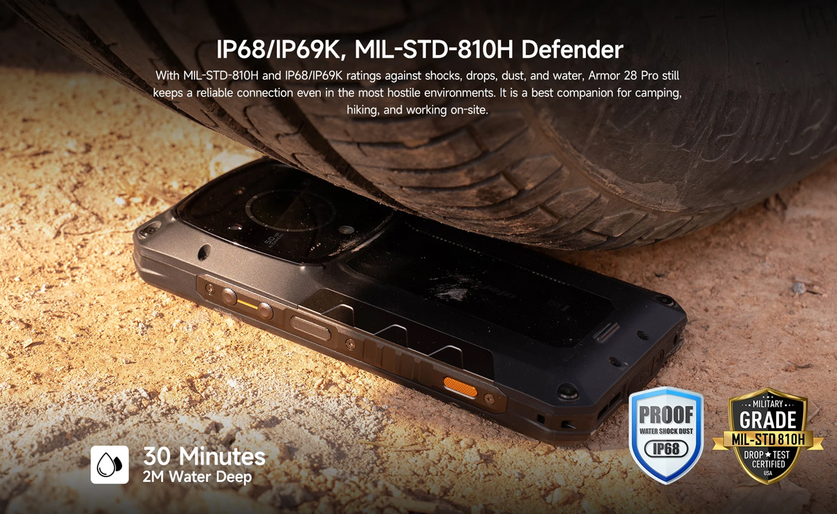 ULEFONE smartphone Armor 28 Pro, 6.67" & 1.04, 16/512GB, 5G, 10600mAh, IP68/IP69K/MIL-STD-810H, μαύρο - Image 4