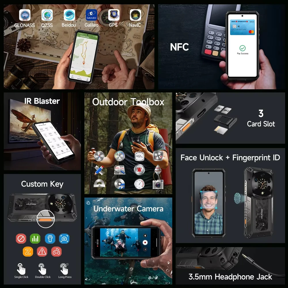 ULEFONE smartphone Armor 28 Pro, 6.67" & 1.04, 16/512GB, 5G, 10600mAh, IP68/IP69K/MIL-STD-810H, μαύρο - Image 14