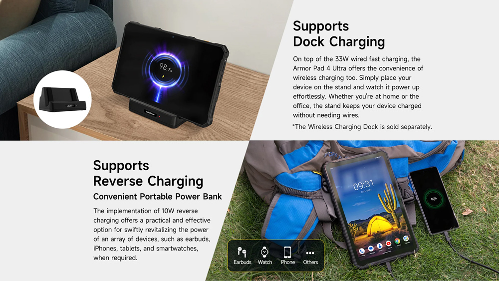 ULEFONE tablet Armor Pad 4 Ultra Thermal, 10.36", 8/256GB, 11800mAh, IP68/IP69K, 5G, μαύρο - Image 8