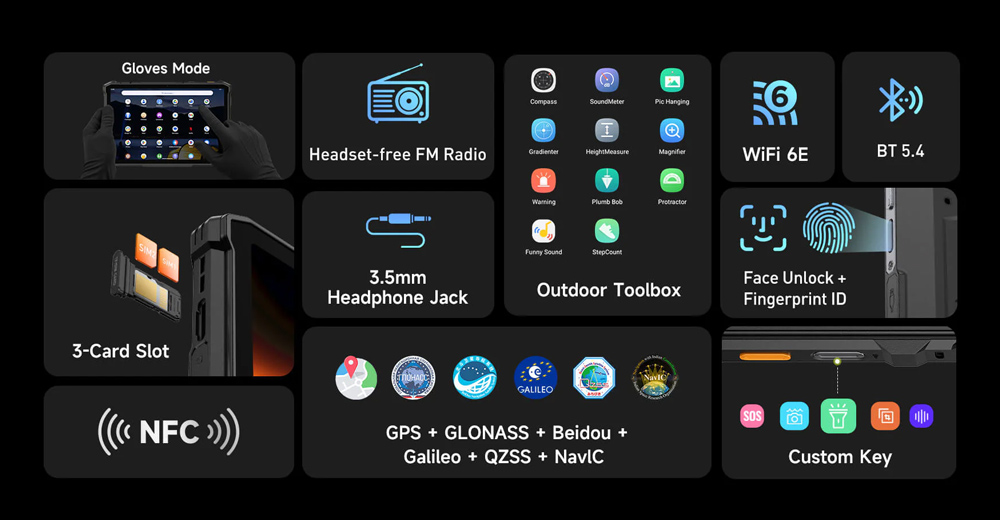 ULEFONE tablet Armor Pad 5 Pro, 11", 12GB/512GB, 24200mAh, IP68/IP69K/MIL-STD-810H, 5G, μαύρο - Image 11