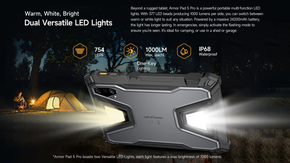 ULEFONE tablet Armor Pad 5 Pro, 11", 12GB/512GB, 24200mAh, IP68/IP69K/MIL-STD-810H, 5G, μαύρο - Image 16