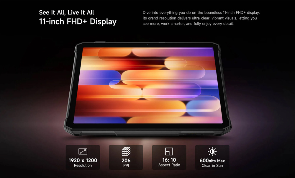 ULEFONE tablet Armor Pad 5 Pro, 11", 12GB/512GB, 24200mAh, IP68/IP69K/MIL-STD-810H, 5G, μαύρο - Image 19