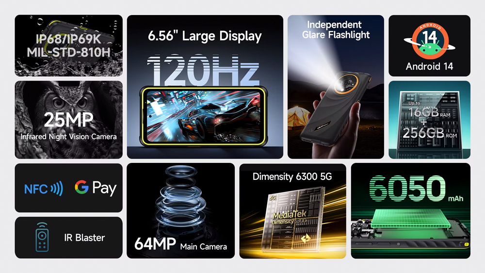 ULEFONE smartphone Armor X31 Pro, 6.56", 8/256GB, 5G, 6050mAh, IP68/IP69K, μαύρο - Image 2