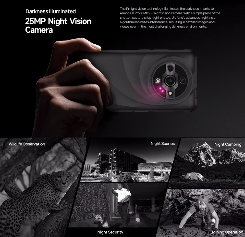 ULEFONE smartphone Armor X31 Pro, 6.56", 8/256GB, 5G, 6050mAh, IP68/IP69K, μαύρο - Image 13