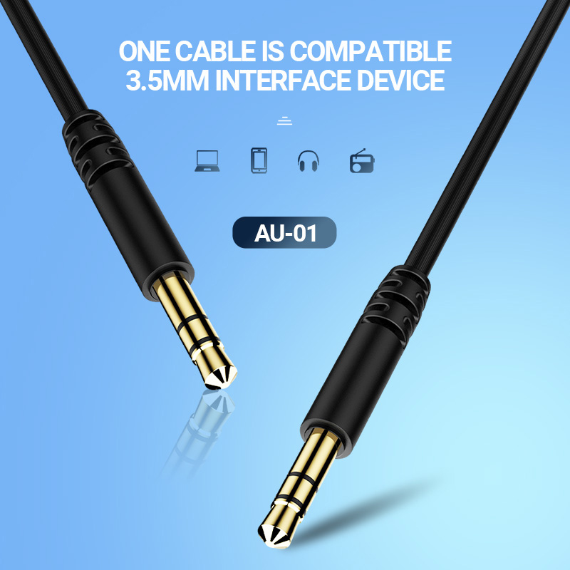 CELEBRAT καλώδιο ήχου 3.5mm AU-01, AUX, 1m, μαύρο - Image 2