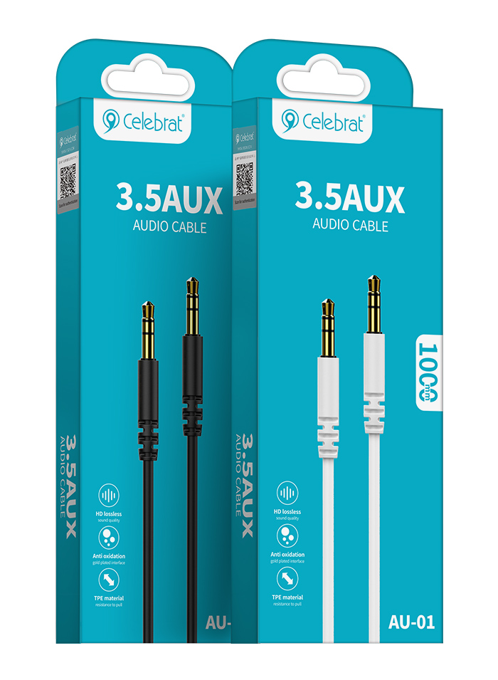 CELEBRAT καλώδιο ήχου 3.5mm AU-01, AUX, 1m, μαύρο - Image 5