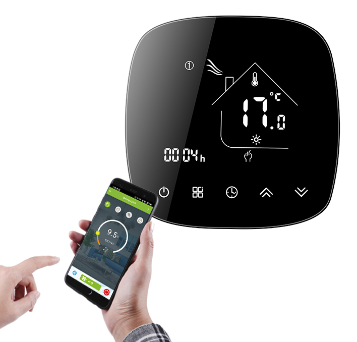 Smart θερμοστάτης πετρελαίου BHT-001-GBLW, WiFi, χωνευτός, μαύρος - Image 2