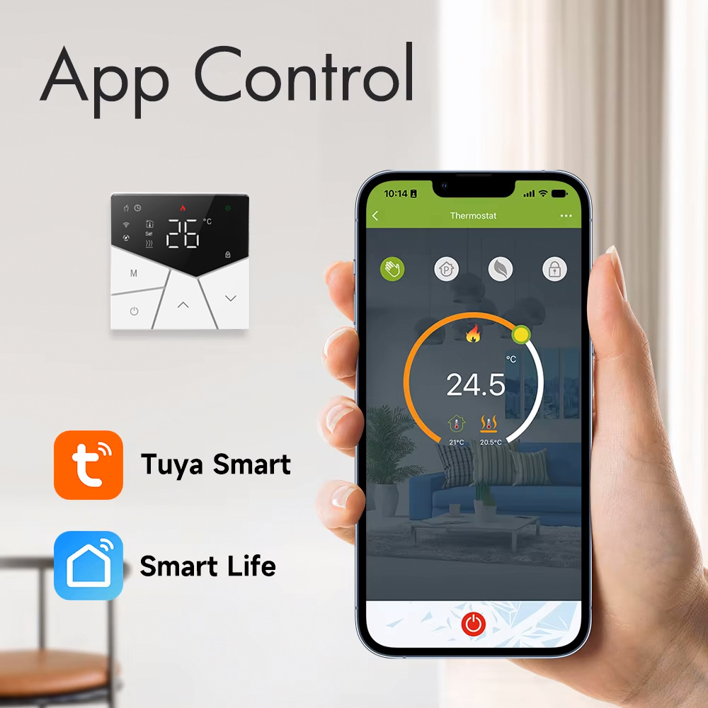 Smart θερμοστάτης πετρελαίου BHT-15GBLW, WiFi, χωνευτός, μαύρος - Image 2