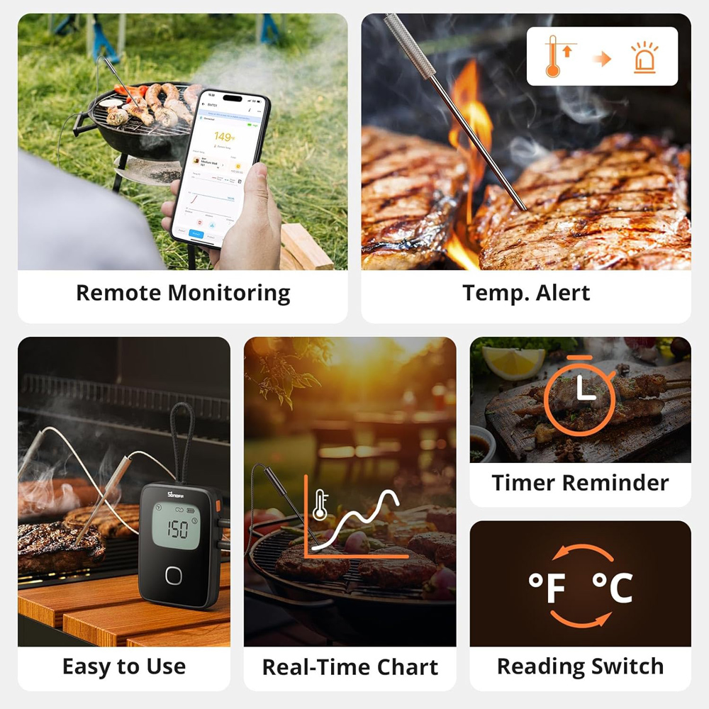 SONOFF smart θερμόμετρο barbeque BMT01 με 2x αισθητήρες, έως 300 °C, μαύρο - Image 3