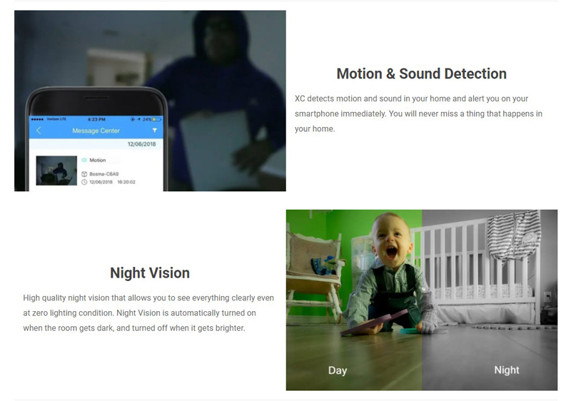 BOSMA ασύρματο σύστημα συναγερμού XC με κάμερα, Pan 360°, 1080p, WiFi - Image 3