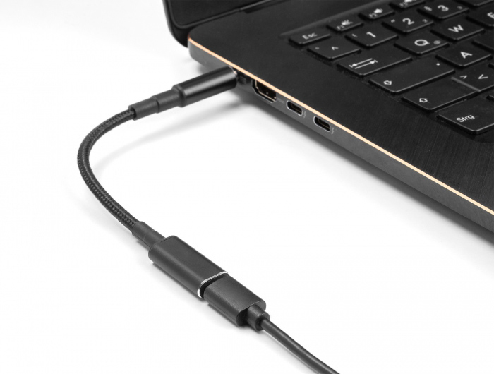 POWERTECH καλώδιο τροφοδοσίας CAB-UC074, USB-C σε HP 7.4x5.0mm, μαύρο - Image 2