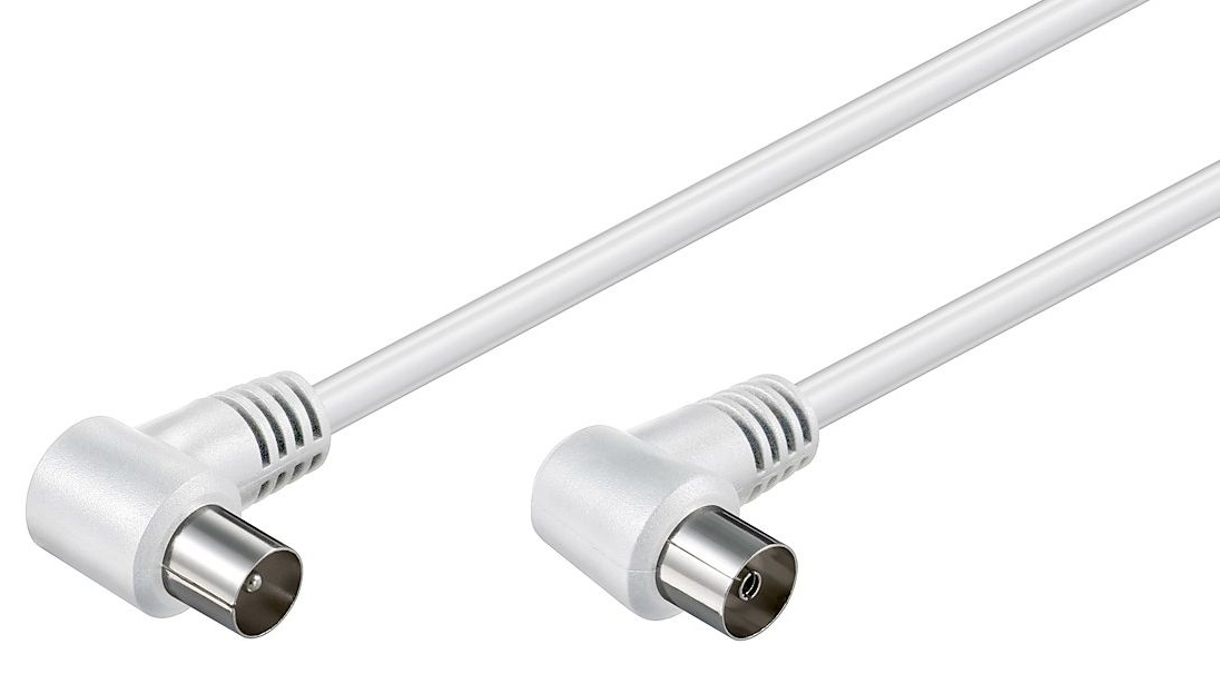 POWERTECH καλώδιο κεραίας RF αρσενικό - RF θηλυκό CAB-V003, γωνιακό, λευκό, 1.5m