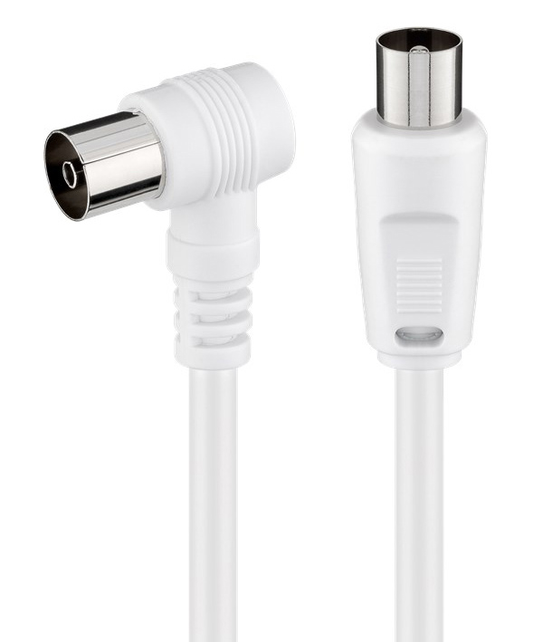 POWERTECH καλώδιο κεραίας RF αρσενικό - RF θηλυκό CAB-V040, γωνιακό, λευκό, 1.5m