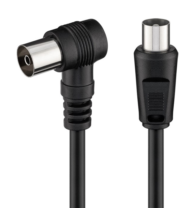 POWERTECH καλώδιο κεραίας RF αρσενικό - RF θηλυκό CAB-V041, γωνιακό, μαύρο, 1.5m