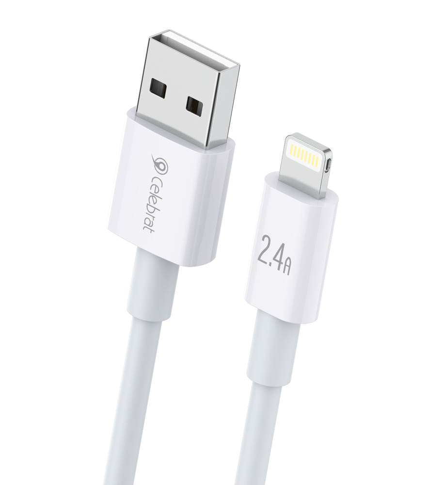 CELEBRAT καλώδιο Lightning σε USB CB-24L, 2.4A, 1.2m, λευκό