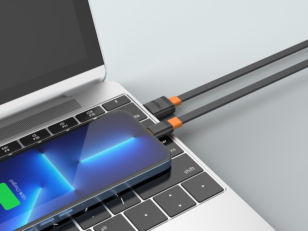 CELEBRAT καλώδιο Lightning σε USB CB-33L, flat, 2.4A, 1m, μαύρο - Image 2
