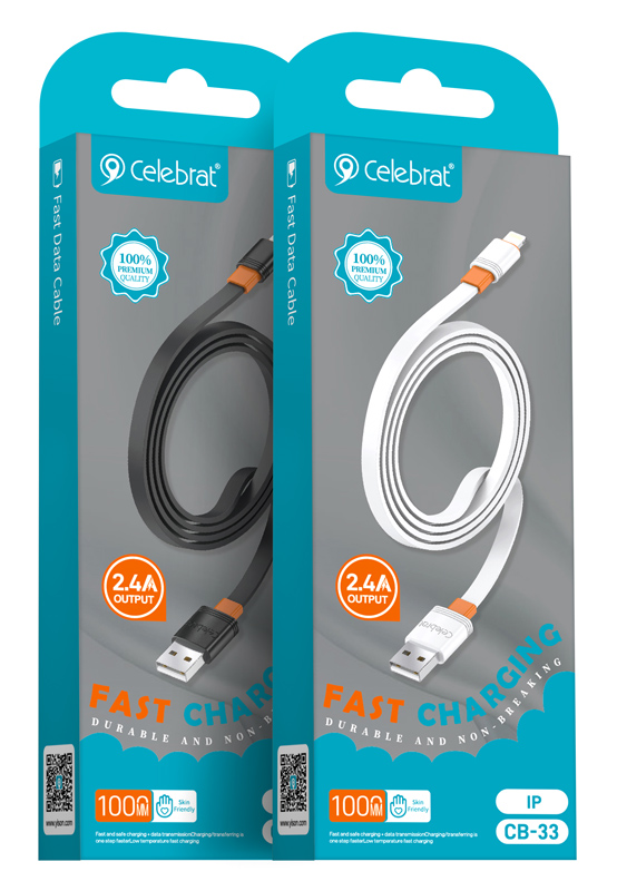 CELEBRAT καλώδιο Lightning σε USB CB-33L, flat, 2.4A, 1m, μαύρο - Image 4