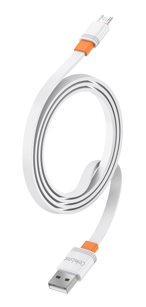 CELEBRAT καλώδιο micro USB σε USB CB-33M, flat, 2.1A, 1m, λευκό - Image 3