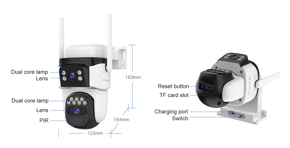 VSTARCAM smart ηλιακή κάμερα CB621DR, dual lens, 3MP, WiFi, SD, PTZ, IP66 - Image 13