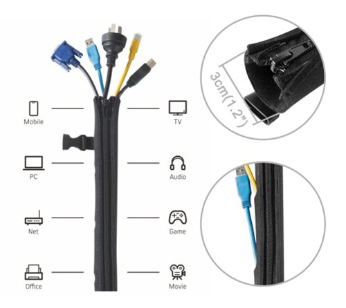 BRATECK κάλυμμα καλωδίων τύπου Flex Wrap CC15-1, με φερμουάρ, Φ30cm x1m - Image 4
