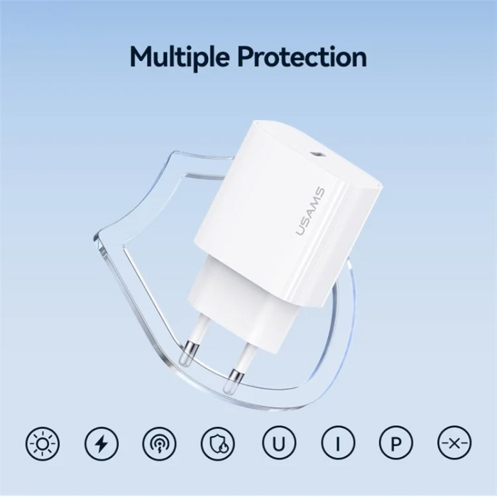 USAMS φορτιστής τοίχου CC226, USB-C, 20W, λευκός - Image 3