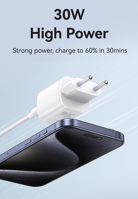 USAMS φορτιστής τοίχου US-CC251, USB-C, 30W, GaN, μαύρος - Image 3
