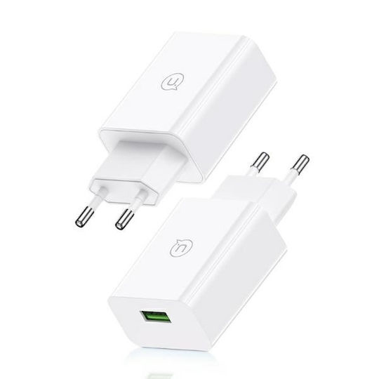 USAMS φορτιστής τοίχου T22, 1x USB, QC3.0 18W 3A, λευκός - Image 3