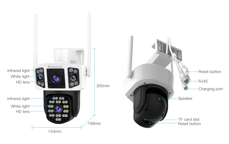 VSTARCAM smart κάμερα CS667DR, dual lens, 3MP, WiFi, SD, PTZ, IP66 - Image 3