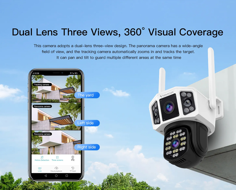 VSTARCAM smart κάμερα CS667DR, dual lens, 3MP, WiFi, SD, PTZ, IP66 - Image 5