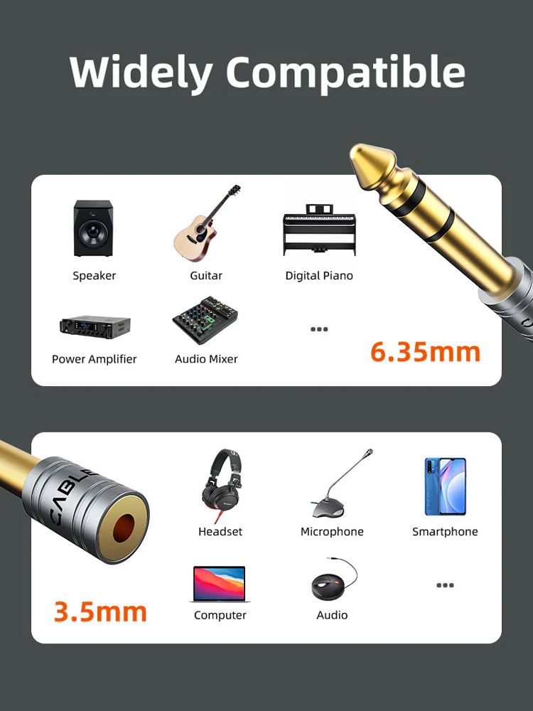 CABLETIME αντάπτορας ήχου 6.3mm σε 3.5mm CT-6M3F-AG, gold plated, γκρι - Image 8