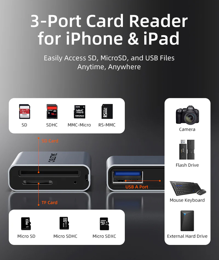 CABLETIME card reader CT-ACCD3-AG για SD & micro SD, USB 3.0, 5Gbps, γκρι - Image 3