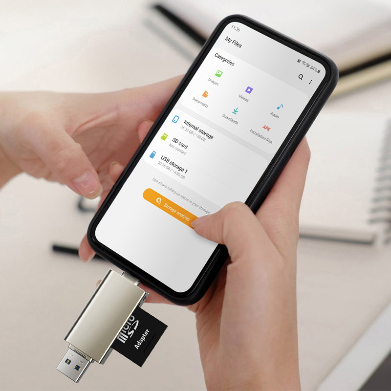 CABLETIME card reader CT-ACMCD2-ZG για SD & micro SD, USB/USB-C σύνδεση, 5Gbps, γκρι - Image 4