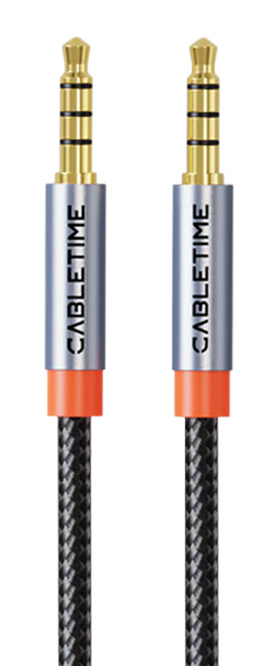 CABLETIME καλώδιο ήχου 3.5mm CT-AM35M, gold plated, 0.5m, μαύρο