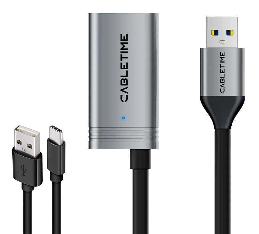 CABLETIME καλώδιο προέκτασης USB CT-AMAFA3, active, 5Gbps, 5m, μαύρο