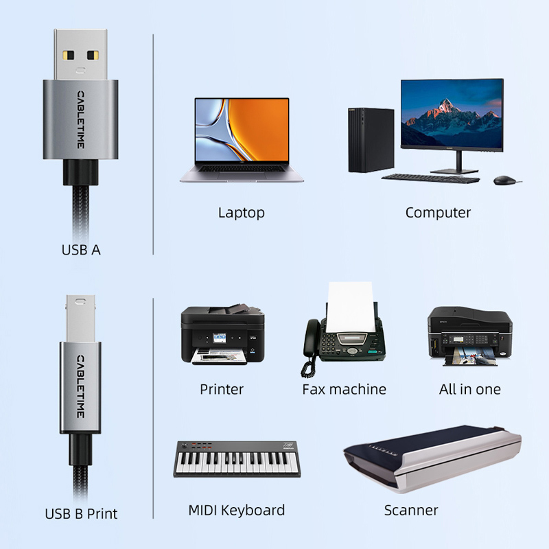 CABLETIME καλώδιο USB σε USB Type B CT-AMBM1, 480Mbps, 5m, μαύρο - Image 6