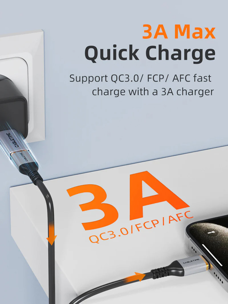 CABLETIME αντάπτορας USB-C σε USB CT-AMCF10-AG, 10Gbps, 3A, γκρι - Image 4