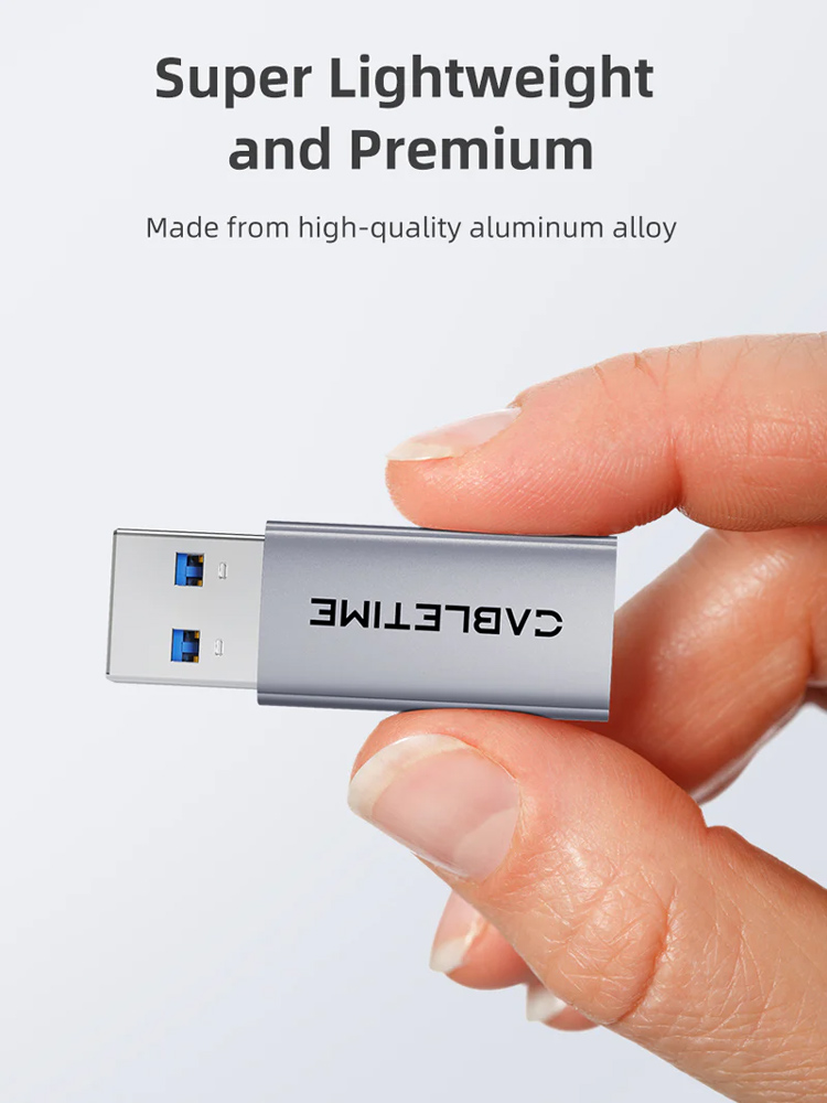 CABLETIME αντάπτορας USB-C σε USB CT-AMCF10-AG, 10Gbps, 3A, γκρι - Image 6
