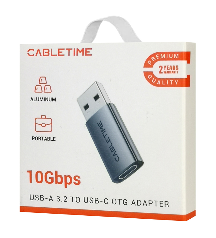 CABLETIME αντάπτορας USB-C σε USB CT-AMCF10-AG, 10Gbps, 3A, γκρι - Image 8