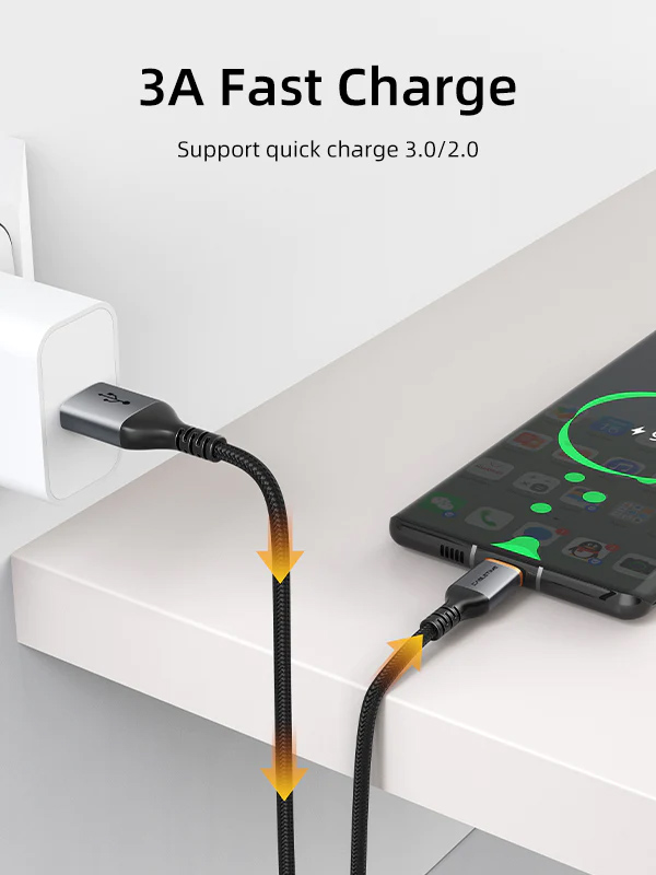 CABLETIME καλώδιο USB σε USB-C CT-AMCM3A, 3A, 1m, μαύρο - Image 2