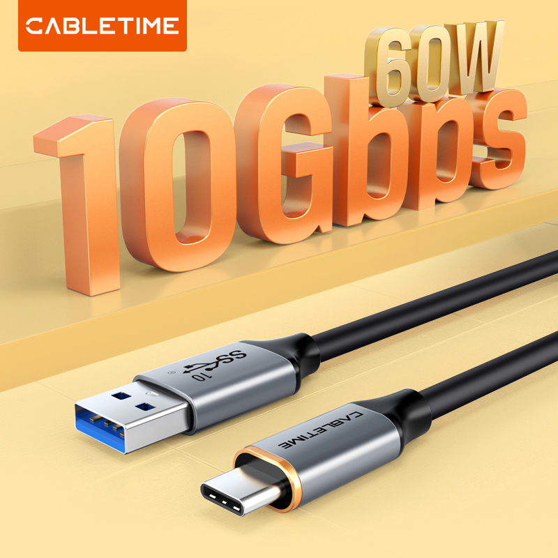 CABLETIME καλώδιο USB-C σε USB CT-AMCMG2, 60W, 10Gbps, 1m, μαύρο - Image 2