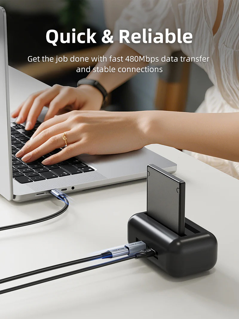 CABLETIME αντάπτορας USB-C σε USB Type B CT-CFBM2-AG, 480Mbps, γκρι - Image 4