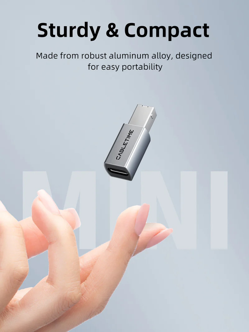 CABLETIME αντάπτορας USB-C σε USB Type B CT-CFBM2-AG, 480Mbps, γκρι - Image 5