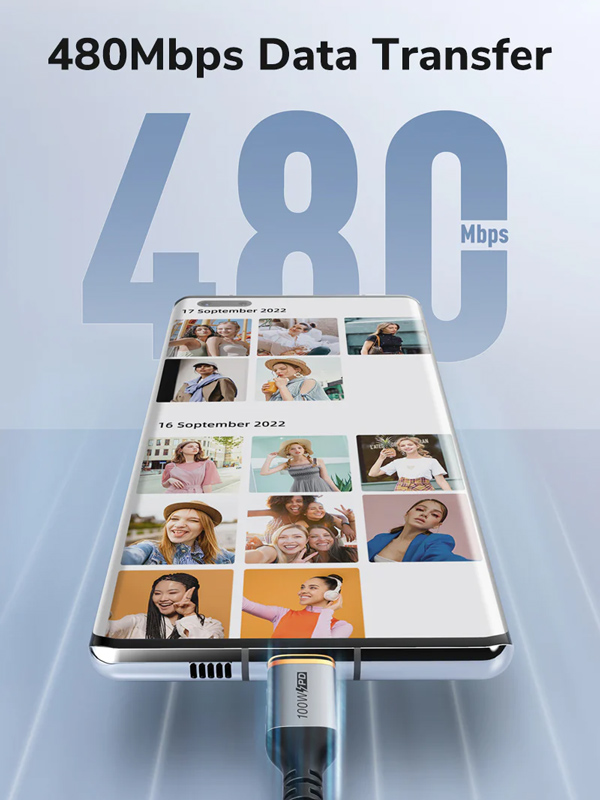 CABLETIME καλώδιο USB-C CT-CM100, 100W PD, 2m, μαύρο - Image 3