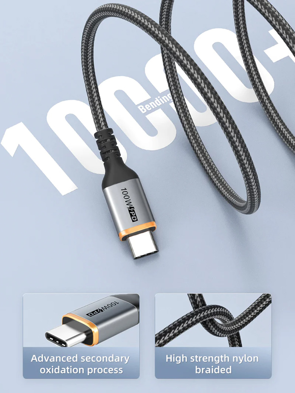 CABLETIME καλώδιο USB-C CT-CM100, 100W PD, 2m, μαύρο - Image 4