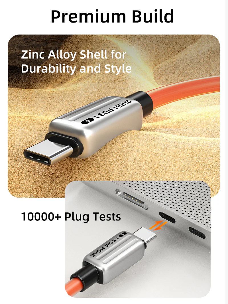 CABLETIME καλώδιο USB-C CT-CM240-ZSO2, 240W, 480Mbps, 2m, πορτοκαλί - Image 5
