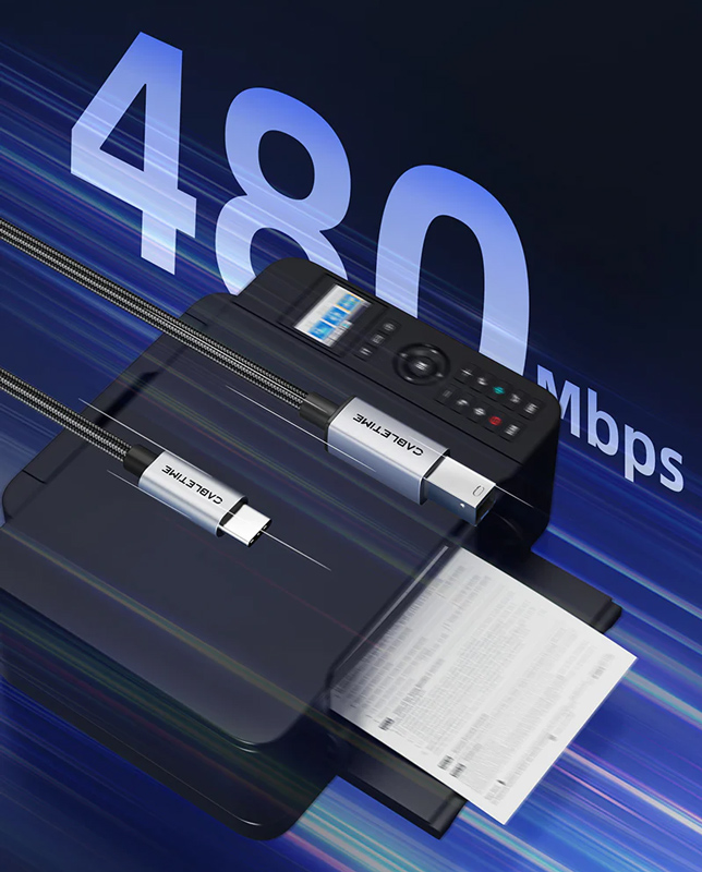 CABLETIME καλώδιο USB-C σε USB Type B CT-CMBM1, 480Mbps, 1m, μαύρο - Image 2