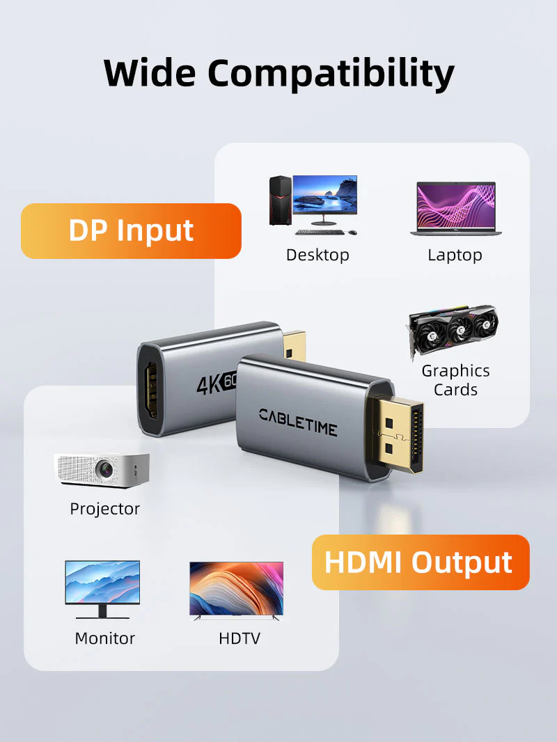 CABLETIME αντάπτορας DisplayPort σε HDMI CT-DMHF4K-AG3, 4K/30Hz, γκρι - Image 6