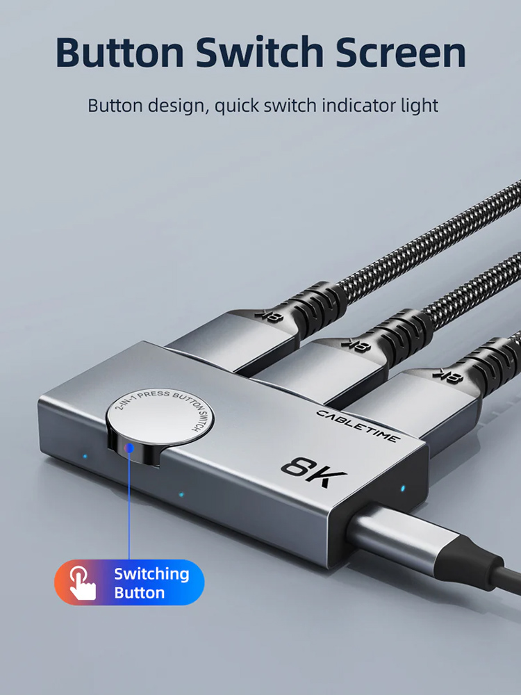 CABLETIME HDMI switch CT-HS8K2-AG, 2 σε 1, 8K/60Hz, 4K/120Hz, γκρι - Image 5