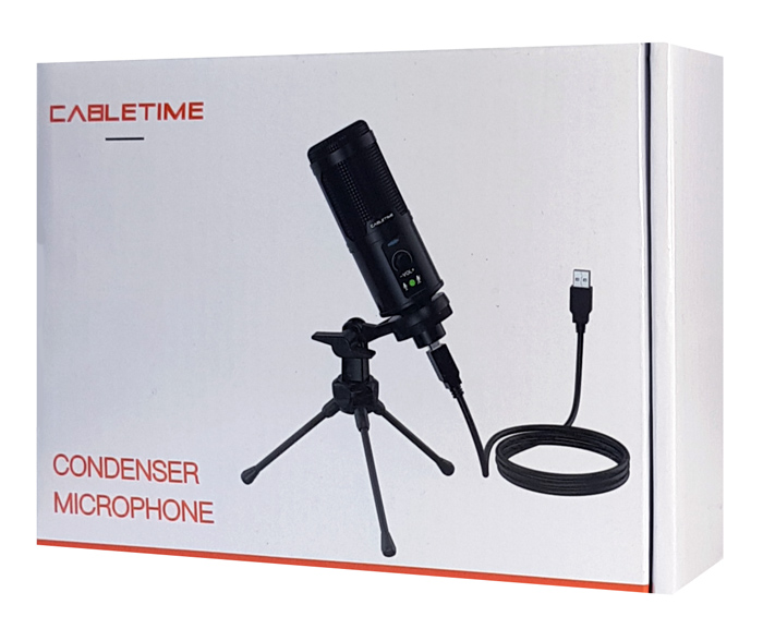 CABLETIME πυκνωτικό μικρόφωνο MP01-AB, με αντιανέμιο & τρίποδα, USB - Image 4